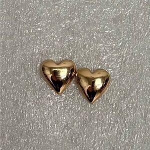Gold Tone Heart Stud Earrings Elegant Feminine